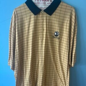 Pebble Beach Yellow Plaid Polo Shirt Adult Men XL